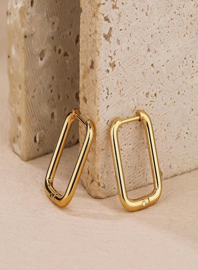 Salve Gold Earrings for Women - Dainty, Chunky, Huggie & Bow Styles | Valentine's Gift for Girlfriend | Anti-Tarnish Hypoallergenic Hoop & Stud Earrings | Aesthetic Fashion Jewelry for Girls & Women (Rectangle) - Image 5