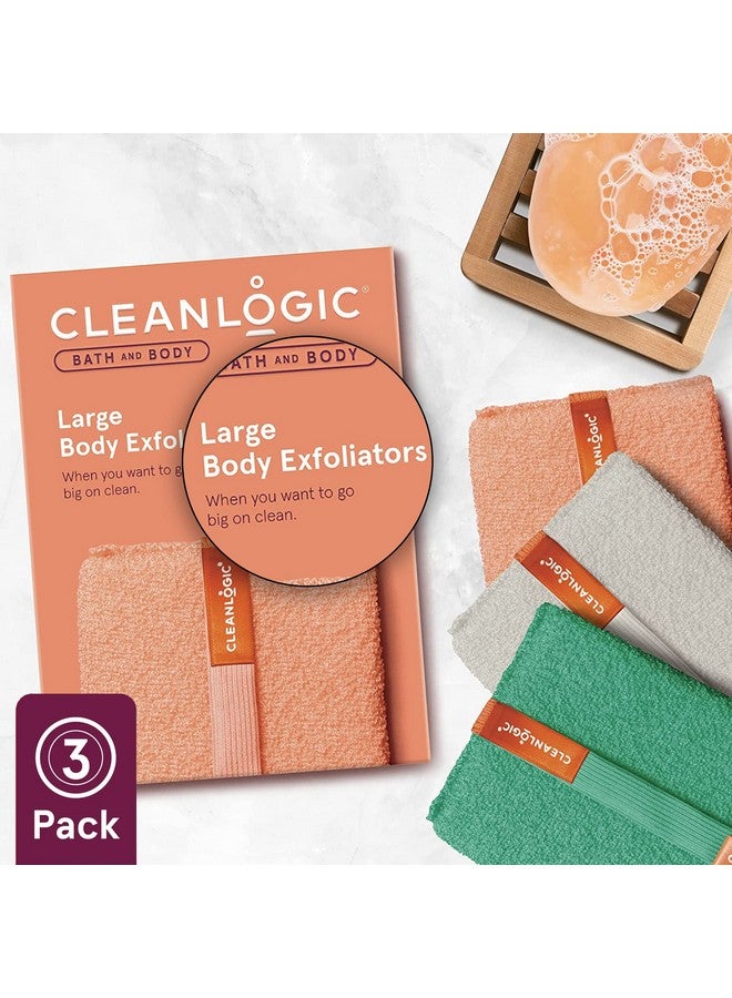 cleanlogic أداة تقشير الجسم الكبيرة من لينلوجيك للعناية بالبشرة والجسم - أداة تقشير للحصول على بشرة ناعمة وأكثر نعومة - روتين العناية بالبشرة اليومي - ألوان متنوعة - عبوة قيمة تحتوي على 3 قطع - Image 3