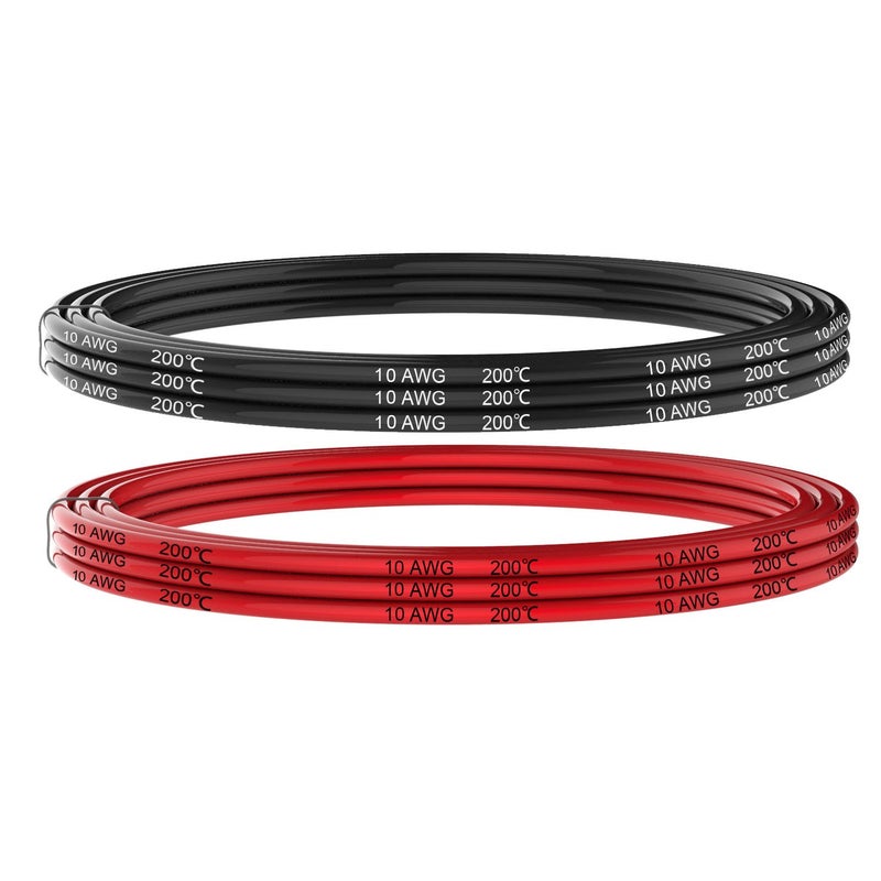 Electrical Wire 10 AWG 10 Gauge Silicone Wire Hook Up Wire Cables 20 Feet 10 ft Black and 10 ft Red Soft and Flexible 1050 Strands 008 mm of Tinned Copper Wire High Temperature Resistance