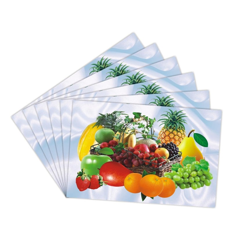 Dakshya Industries Dakshya Industries Printed PVC Rectangle Shape Placemats Cutwork Design for Kitchen Restaurant Dressing Table Mats Drawer Mat and Dining Table Mats Set of 6 Multicolor - Image 2