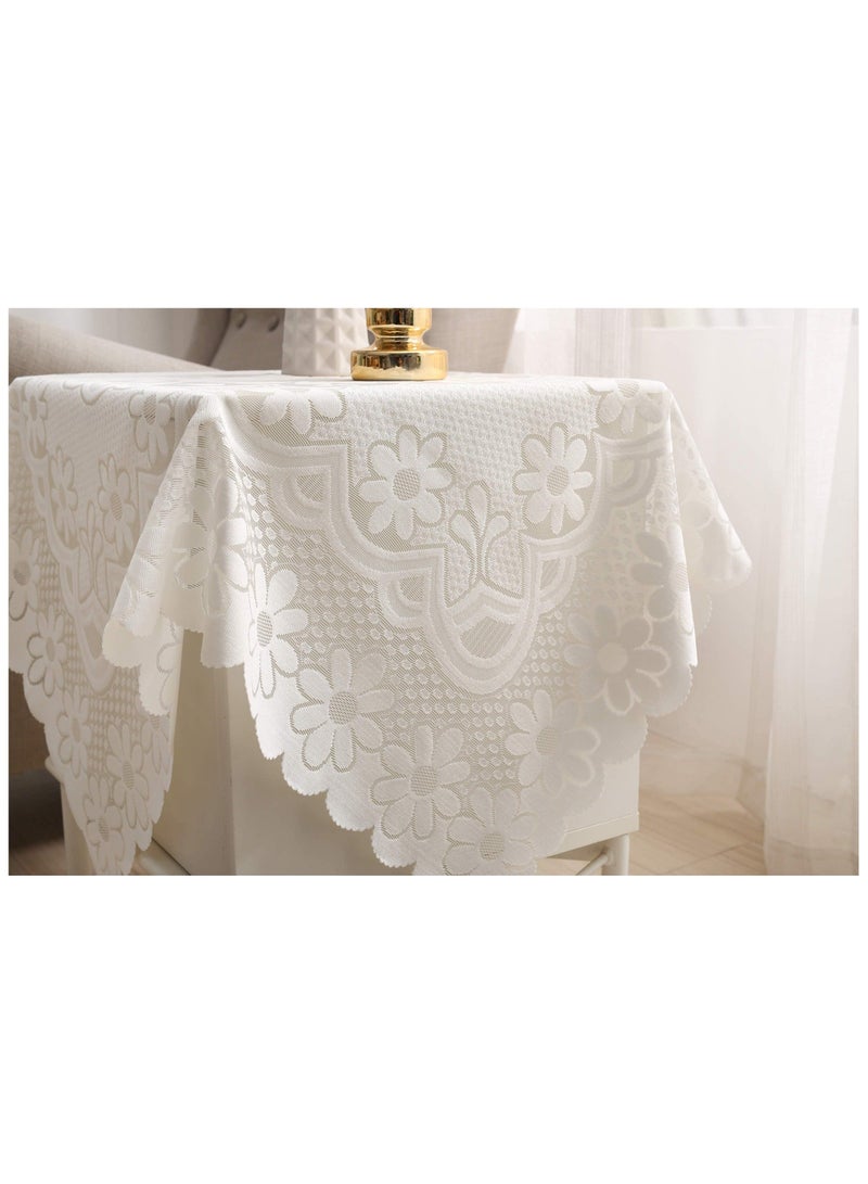 NIBEMINENT Square Small Table Cloth (35 X 35 Inches), Cover Sunflower Tablecloth Ivory Crochet Classic Accent Floral Patterned Decorative Linen for Round Coffee - Image 4