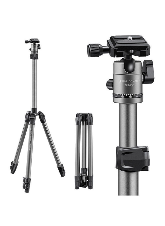 K&F Concept - K&F CONCEPT 66.1in Camera Stand Aluminum Alloy Tripod Portable Tripod Stand with Ball Head 8 kg/ 17.63lbs Load Capacity Lightweight Tripod for Cameras - Image 1