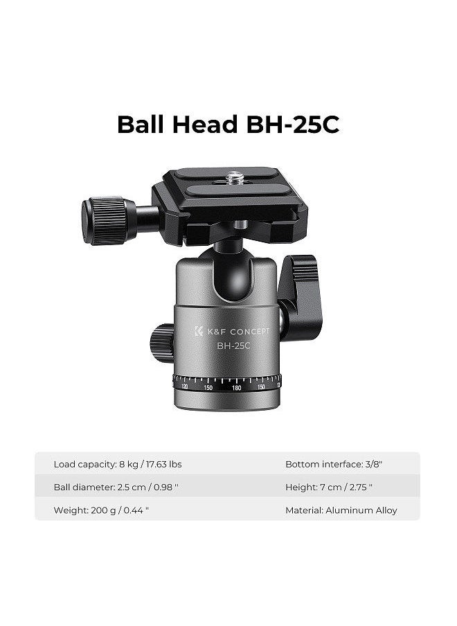 K&F Concept - K&F CONCEPT 66.1in Camera Stand Aluminum Alloy Tripod Portable Tripod Stand with Ball Head 8 kg/ 17.63lbs Load Capacity Lightweight Tripod for Cameras - Image 1