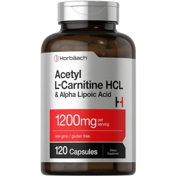 Horbäach Acetyl L Carnitine HCL & Alpha Lipoic Acid 1200mg | 120 Capsules | ALC ALA Complex | Non-GMO & Gluten Free Supplement - Image 1