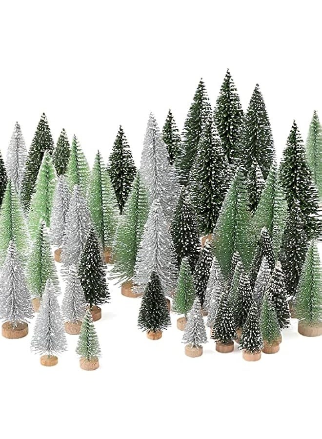 Generic 30Pcs Christmas Decorations Mini Christmas Trees, Artificial Christmas Tree Bottle Brush Trees with Wooden Base for Christmas Decor Christmas Party Home Table Craft  - Image 1