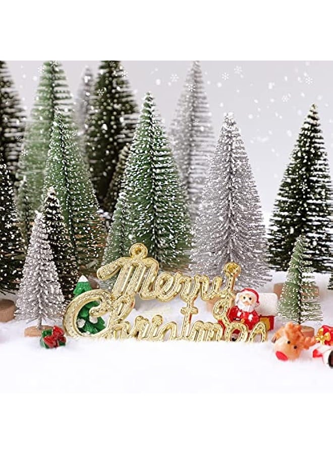 Generic 30Pcs Christmas Decorations Mini Christmas Trees, Artificial Christmas Tree Bottle Brush Trees with Wooden Base for Christmas Decor Christmas Party Home Table Craft  - Image 4