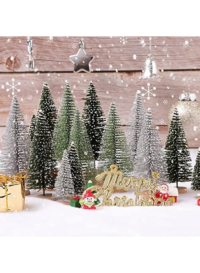 Generic 30Pcs Christmas Decorations Mini Christmas Trees, Artificial Christmas Tree Bottle Brush Trees with Wooden Base for Christmas Decor Christmas Party Home Table Craft  - Image 5