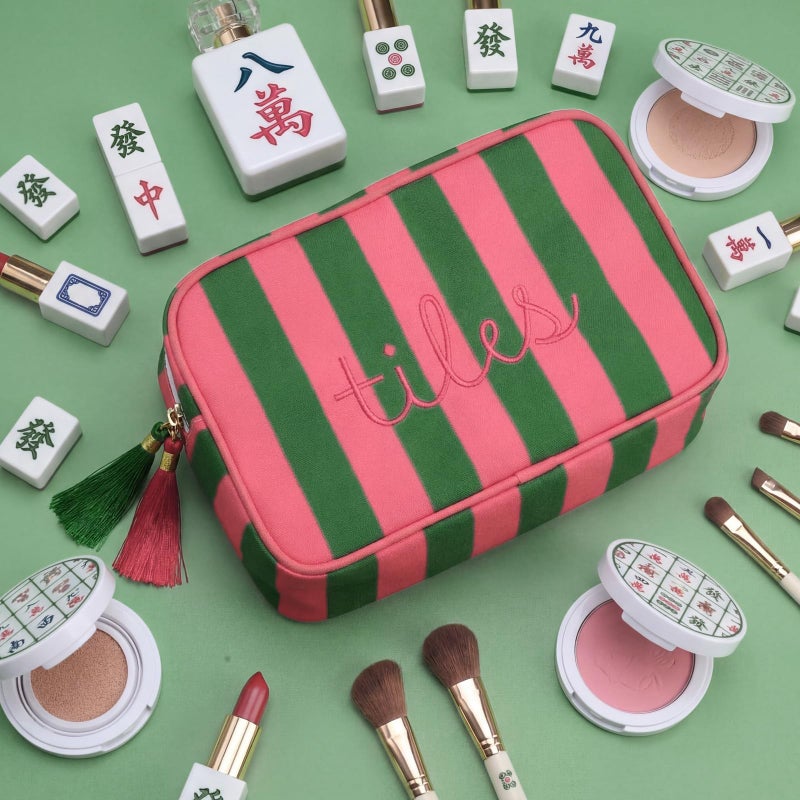 Sanwuta Mahjong Tile Bag with Zipper, Mahjong Storage Pouch Mah Jong Bags for Tiles Board Game Pieces Game Party Travel Gatherings Accessories, 8.46 x 5.51 x 3.54 Inch(Pink, Green,Classic) - Image 4