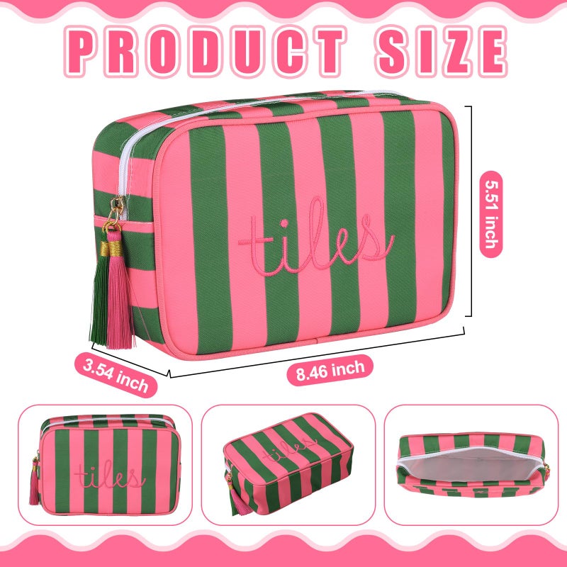 Sanwuta Mahjong Tile Bag with Zipper, Mahjong Storage Pouch Mah Jong Bags for Tiles Board Game Pieces Game Party Travel Gatherings Accessories, 8.46 x 5.51 x 3.54 Inch(Pink, Green,Classic) - Image 2