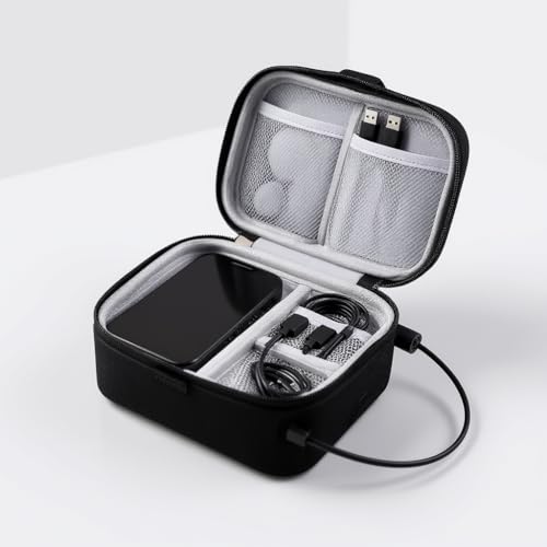 SNAPPSY Data Cable Cosmetics Bag | Travel Charger & Phone Organizer Polyester Multicompartment Pouch for Hard Drives, UDisks, and Sleek Black - Image 3