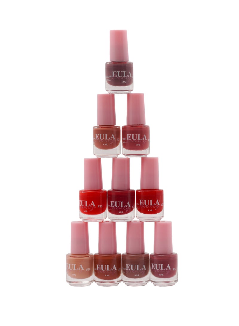 Eula مجموعة طلاء أظافر جميلة – 10 ألوان زاهية ونيود ونيون | تركيبة طويلة الأمد وسريعة الجفاف وعالية اللمعان وغير سامة - Image 1
