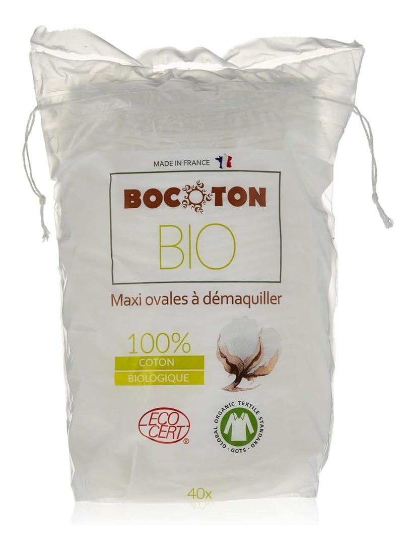 Bocoton 100% organic bio cotton pads maxi oval for makeup 40s - Image 1