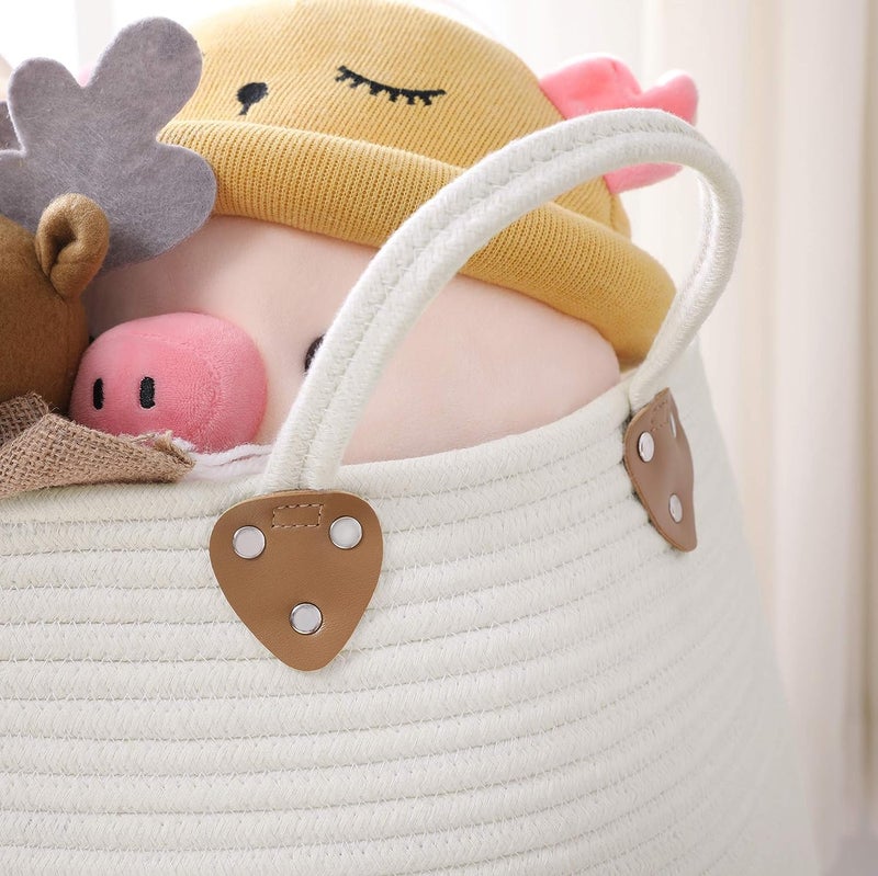 Mixen MIXEN Large Laundry Hamper Tall Wicker Hamper Laundry Basket Soft Cotton Rope Woven Hamper Farmhouse Design Graceful Curve Basket 60cm Height - Image 4