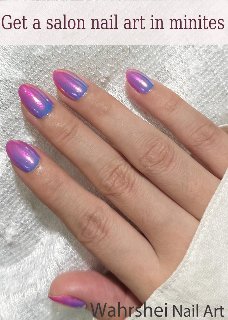 Wahrshei Semi Cured Gel Nail Strips, Glazed Pearch Ombre 20pcs Adhesive UV Sticker, Wraps for Home Manicure DIY - Image 4