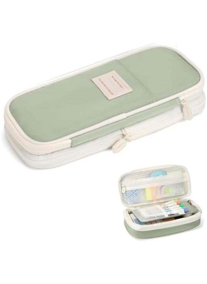TRASSLE Big Capacity Pencil Pen Case Bag with Zipper Office College School Storage Large Capacity Bag Pouch Holder Box Organizer Colorful  - Image 1