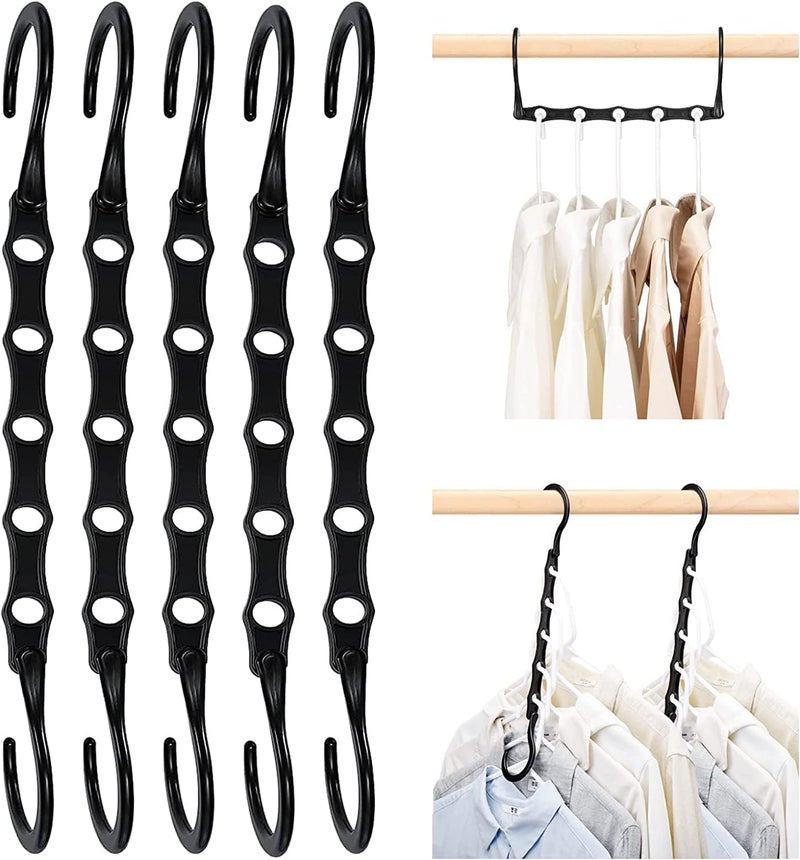 HOUSE DAY 16-Pack Space Saving Hangers - Black Sturdy Plastic Clothes Hangers - Image 1