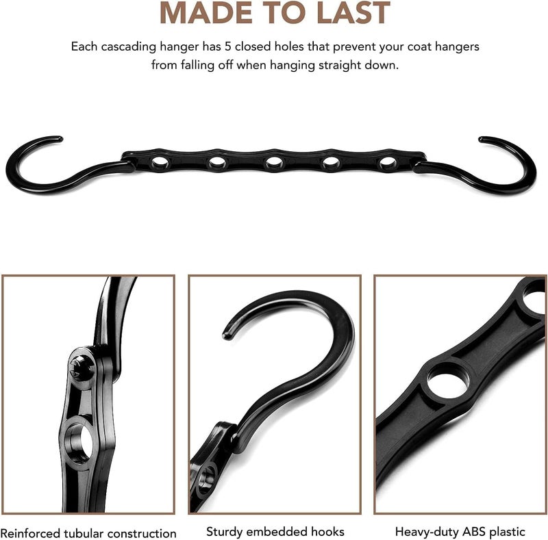 HOUSE DAY 16-Pack Space Saving Hangers - Black Sturdy Plastic Clothes Hangers - Image 5