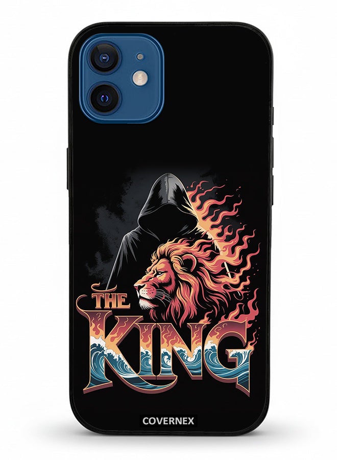 Covernex Apple iPhone 12 Protective Case Cover Printed Featuring The King Lion and Hooded Figure - Image 2