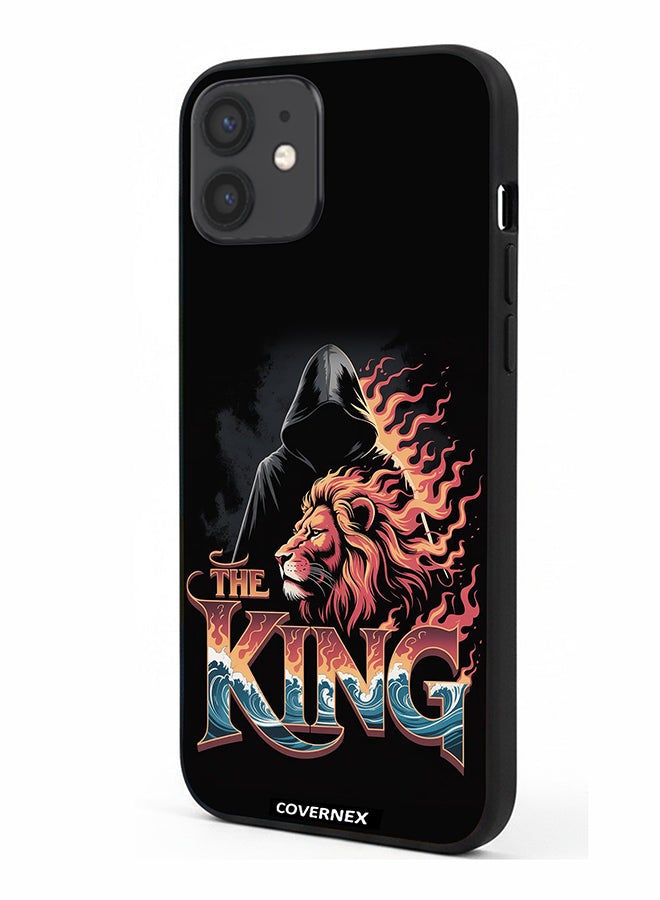 Covernex Apple iPhone 12 Protective Case Cover Printed Featuring The King Lion and Hooded Figure - Image 1