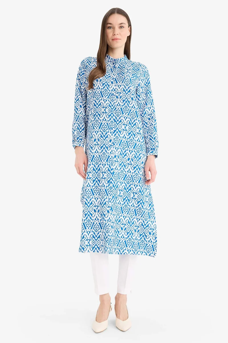 ديفاكتو Regular Fit Printed Long Sleeve Tunic