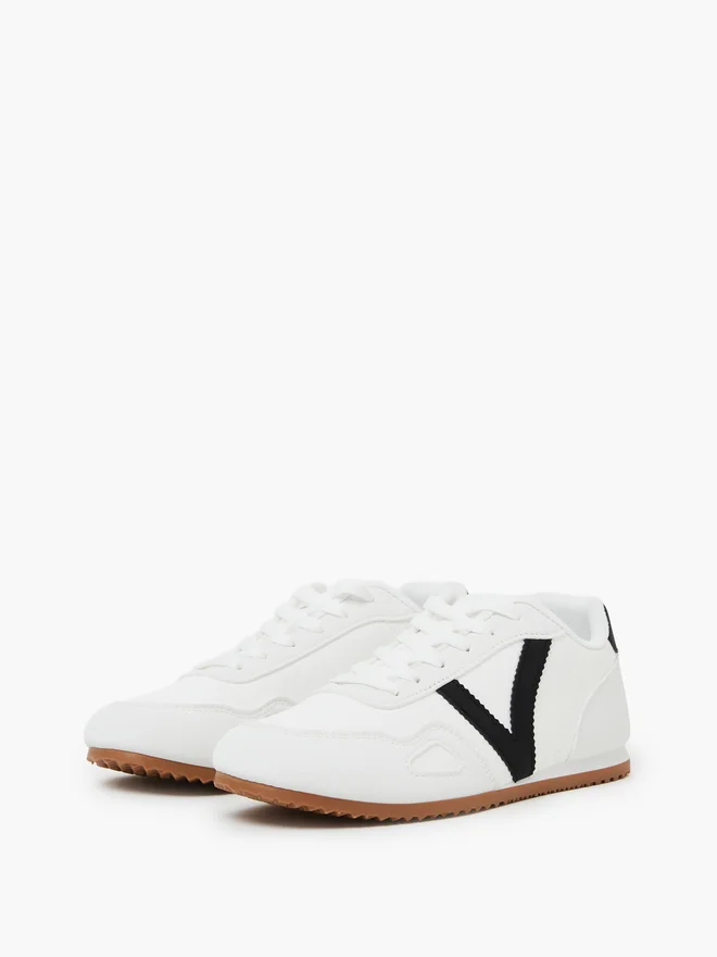 Styli Styli Black and White Contrast Panel Lace-Up Sneakers