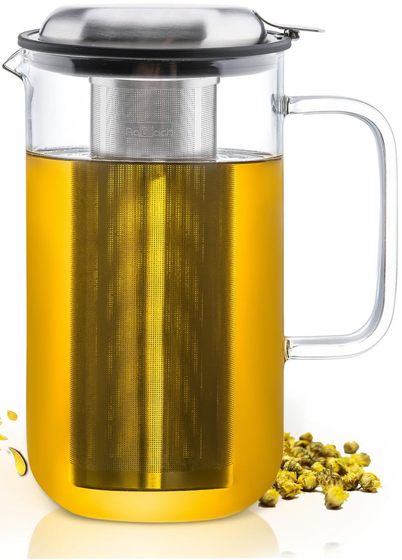 Aquach 51oz Glass Teapot with Stainless Steel Removable Infuser Stovetop  Dishwasher Safe Ideal for Loose  Blooming Tea Brewing