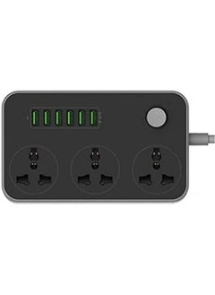 Generic 3 Power Socket With 6 USB Extension Universal Charging Socket for Home Office Travel Gaming & DIY Multiple Device Charging Extension Socket  - Image 2