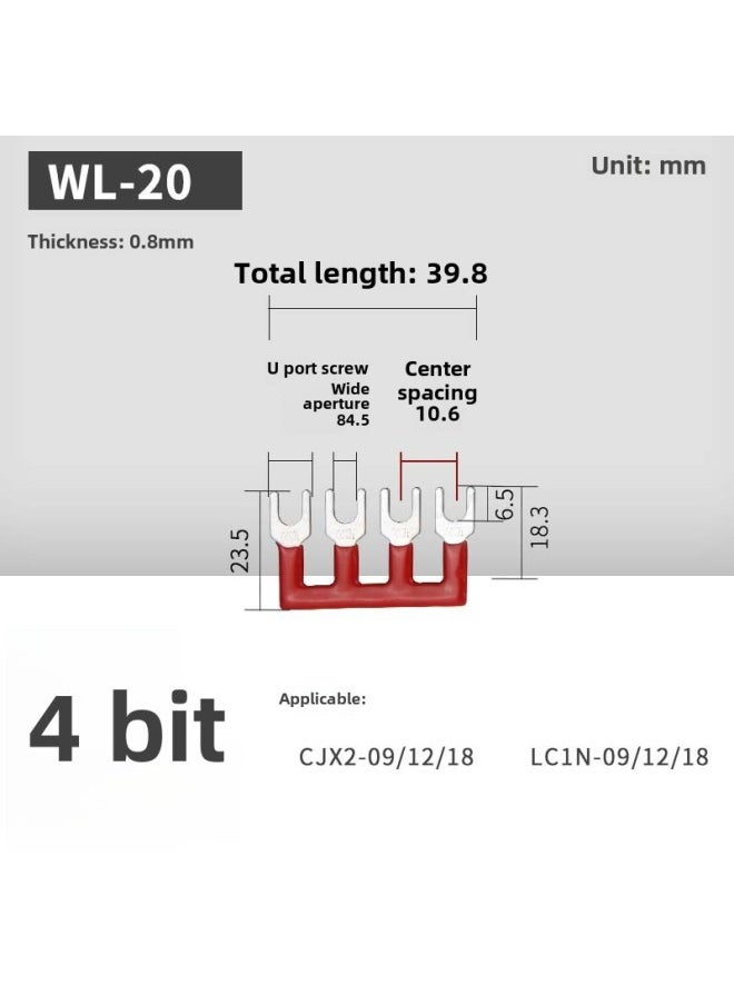 Generic - AC Contactor Connecting Piece L1L2L3 Three-phase Power Supply Main Power Short Circuit Bar Star Triangle Contactor Short Circuit Piece-Colour:Blue-wl20-4 Bits (applicable To 09/12/18 Contactor) - Image 1