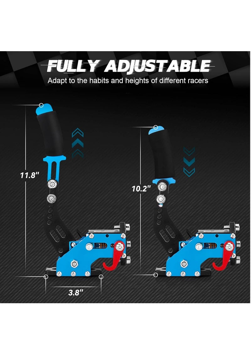 PC USB Handbrake, 16Bit Racing Games Simulate Handbrake for Logitech G27 G29 G920 G923 T248 T500 T300 PXN V10 (PC System Only), 2M Nylon Cable/Reinforced Spring + Clamp - Blue