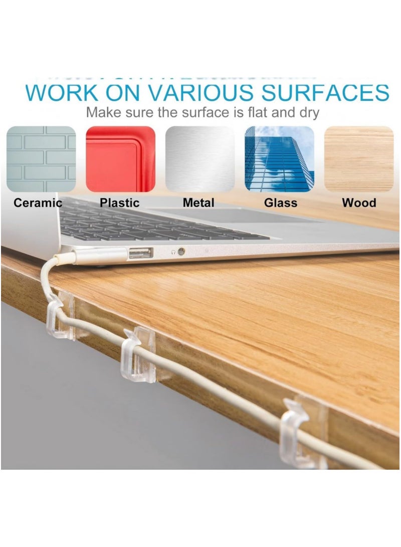 Fasola 100 Pack Adhesive Cable Clips, Upgraded Cord Organizer with Strong Adhesive, Under Desk and Wall Wire Management System for LED Light Strips, Extension Cords, Home Theater Setup (Clear Large) - Image 5