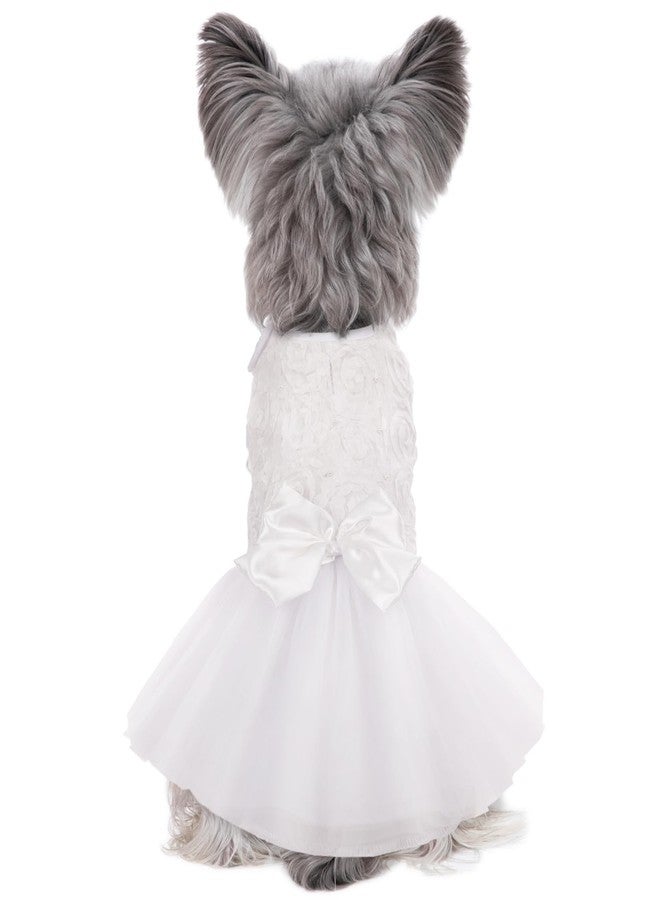 Kuoser Dog Dress Pet Wedding Dresses, Adorable Tutu Shirts for Small Medium Girl Dogs, Puppy White Princess Outfits with Luxury Lace Pearl Bow, Retro Pet Costumes for Birthday, Party, Wedding - Image 1