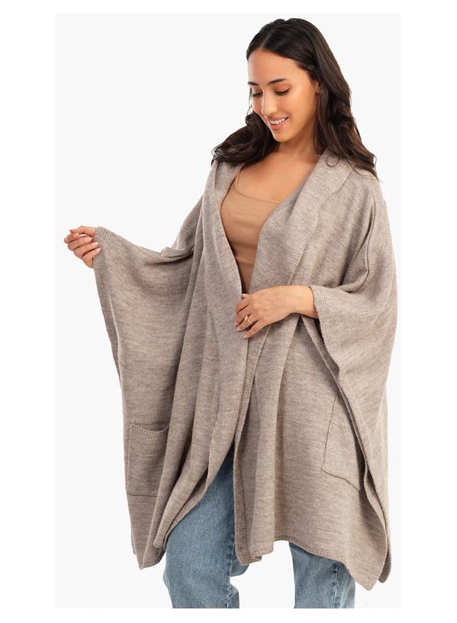 Carina Knitted Hooded Poncho - Image 1