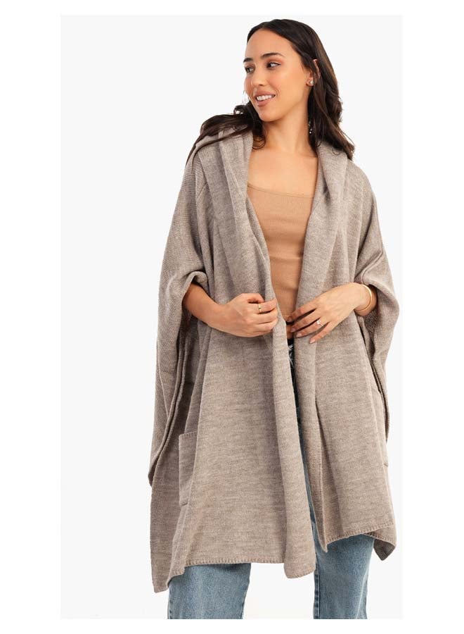 Carina Knitted Hooded Poncho - Image 2