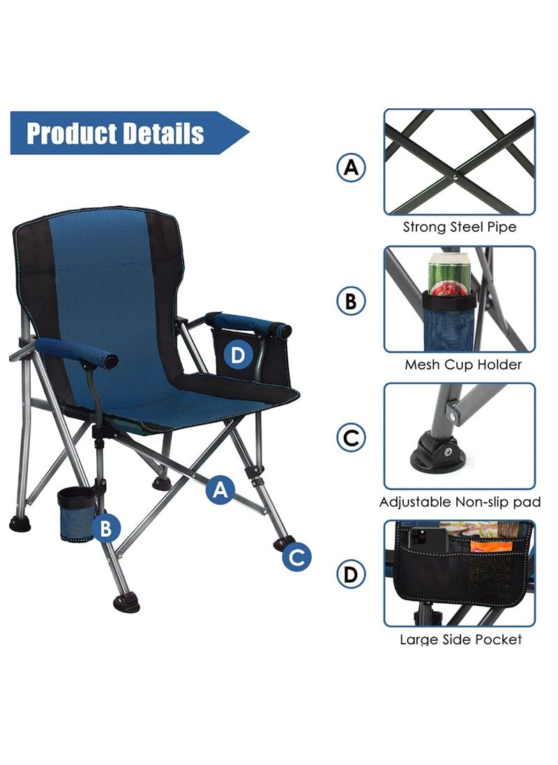 Camping Chair, Folding Back Chair with Cup Holder, Multifunctional Folding Chair for Lawn Outdoor Sports