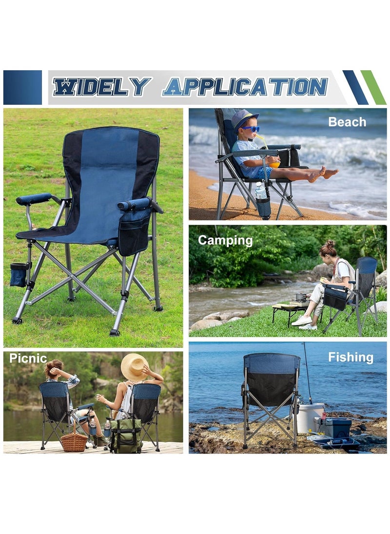Camping Chair, Folding Back Chair with Cup Holder, Multifunctional Folding Chair for Lawn Outdoor Sports