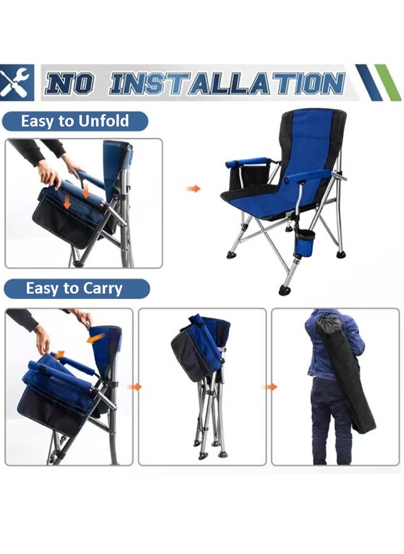 Camping Chair, Folding Back Chair with Cup Holder, Multifunctional Folding Chair for Lawn Outdoor Sports