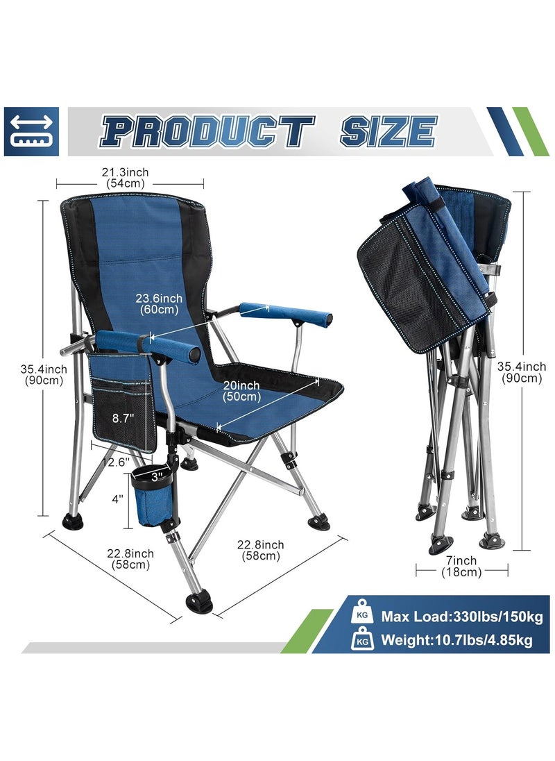Camping Chair, Folding Back Chair with Cup Holder, Multifunctional Folding Chair for Lawn Outdoor Sports