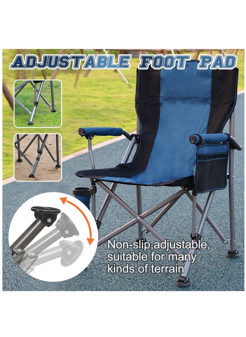 Camping Chair, Folding Back Chair with Cup Holder, Multifunctional Folding Chair for Lawn Outdoor Sports