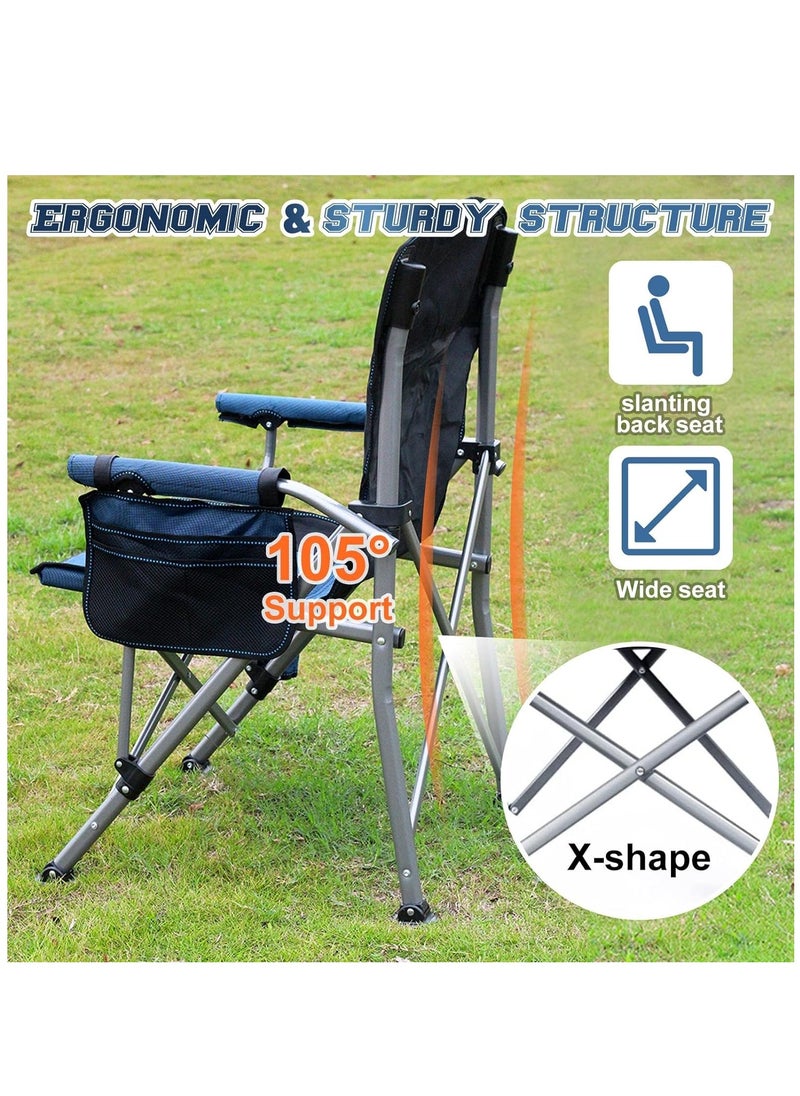 Camping Chair, Folding Back Chair with Cup Holder, Multifunctional Folding Chair for Lawn Outdoor Sports