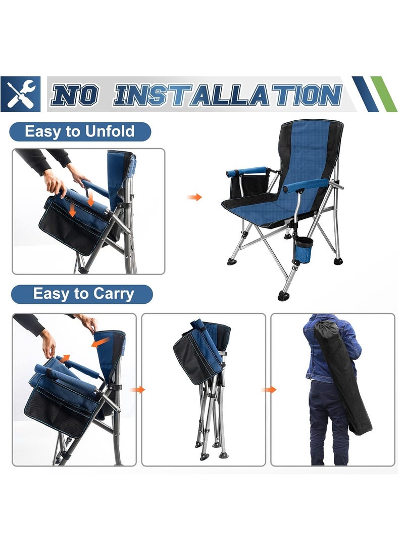 Camping Chair, Folding Back Chair with Cup Holder, Multifunctional Folding Chair for Lawn Outdoor Sports