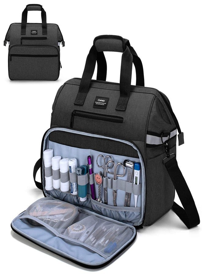 CURMIO Home Health Nurse Bag, Medical Supplies Bag with Padded Laptop Sleeve for Home Visits, Health Care, Hospice, Bag ONLY, Black (Patent Pending) - Image 1