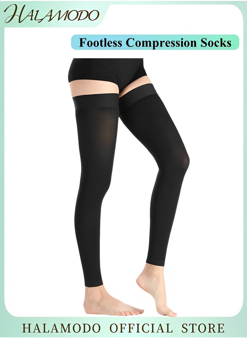 HALAMODO Compression Socks Footless for Women and Men Thigh High Compression Stockings 20-30mmHg Medical Compression Support Hose for Thrombosis & Lymphedema & Circulation  - Image 1