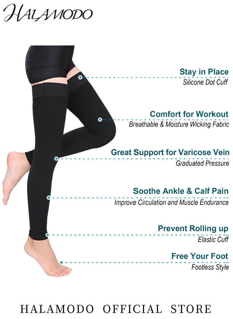HALAMODO Compression Socks Footless for Women and Men Thigh High Compression Stockings 20-30mmHg Medical Compression Support Hose for Thrombosis & Lymphedema & Circulation  - Image 2