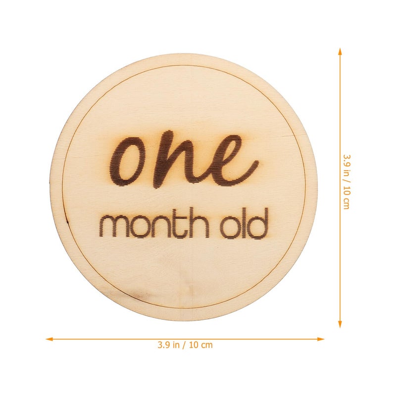 Wooden Monthly Milestone Cards Set 12pcs Newborn Photography Props Growth Memory Photo Discs - Image 3