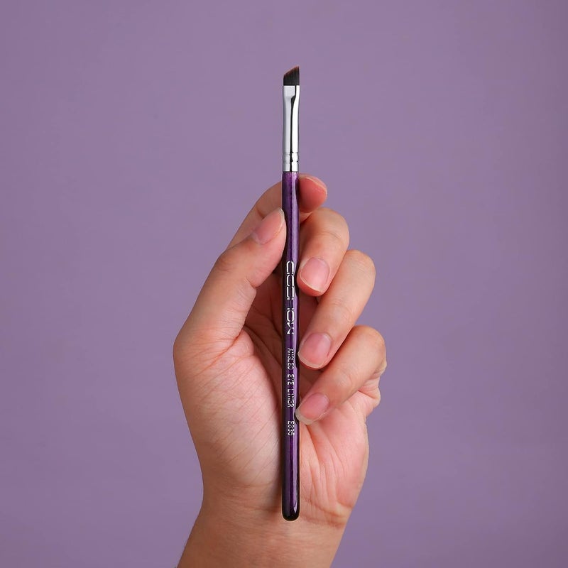 EIGSHOW Eyeliner Brush Fine Angled - PRO Precision Gel Eye Liner Makeup Brush -Ultra Thin Slanted Flat Angle - Premium Cruelty Free Synthetic Bristles (E835 Purple) - Image 4