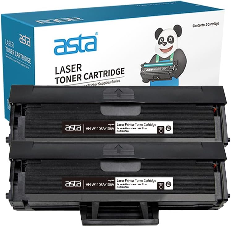 Asta 2PCS 106A Toner Cartridge W1106A With Chip Compatible For HP LaserJet 107a MFP 135a 135w 137fnw Printer W 1106 106 A Office Printing Print High Yield Laser Jet 135 137 - Image 1