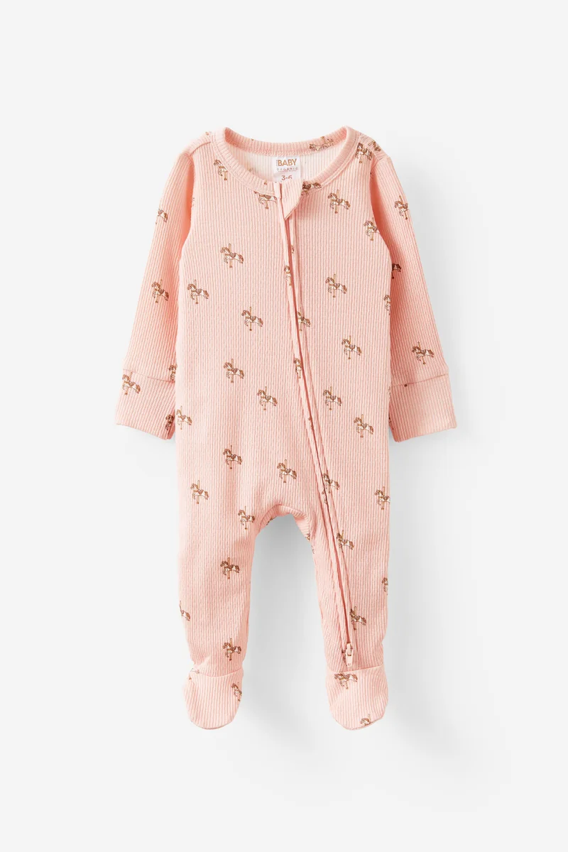 Cotton On Littlie Organic Long Sleeve Zip Romper