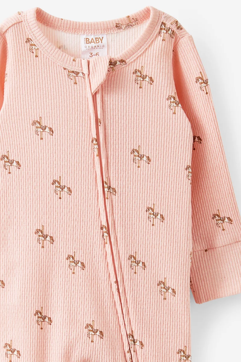 Cotton On Littlie Organic Long Sleeve Zip Romper