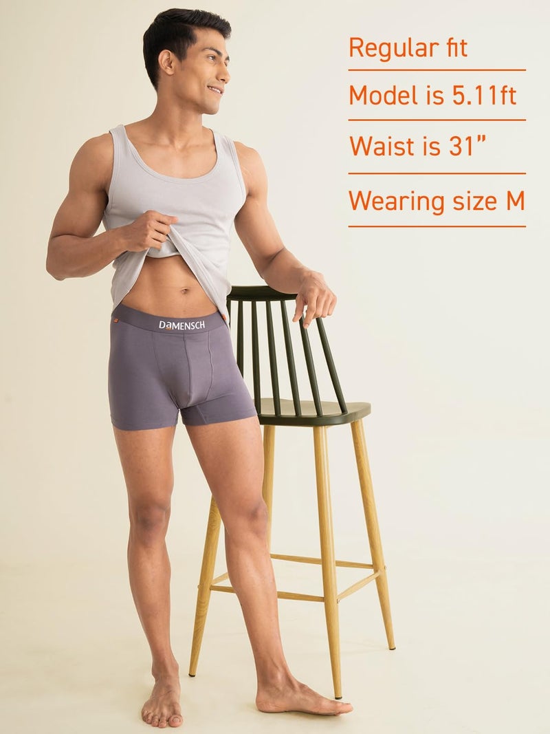 DAMENSCH Men's Deo-Cotton Deodorizing Trunks- Pack of 1- Mineral Grey- Large - Image 5