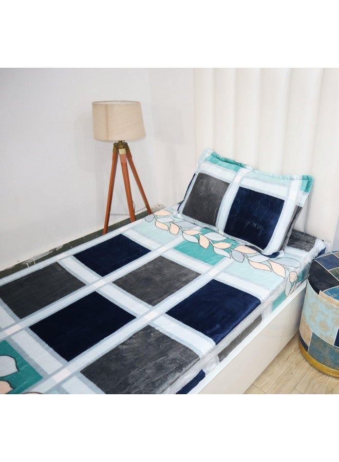 RD TREND 190 GSM Flannel Elastic Warm bedsheets for Winter Single Fitted Size (72x48x8 Inches) with 1 Pillow Cover Size (18x28 Inches) Colour Blue Box - Image 4